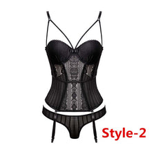 Load image into Gallery viewer, Varsbaby sexy lace thongs underwear set bow shape body vest lingerie set push up breathable bra and panty set