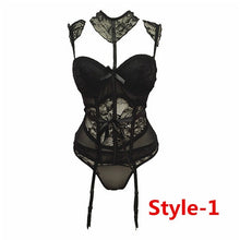 Load image into Gallery viewer, Varsbaby sexy lace thongs underwear set bow shape body vest lingerie set push up breathable bra and panty set