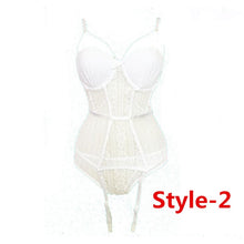 Load image into Gallery viewer, Varsbaby sexy lace thongs underwear set bow shape body vest lingerie set push up breathable bra and panty set
