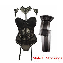 Load image into Gallery viewer, Varsbaby sexy lace thongs underwear set bow shape body vest lingerie set push up breathable bra and panty set