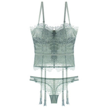 Load image into Gallery viewer, New Sexy Push Up Bra Set Fashion Underwear Lace Embroidery Flowers Bustiers Charming Women Plus Size C D Cup Lingerie and Thongs