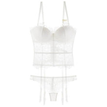 Load image into Gallery viewer, New Sexy Push Up Bra Set Fashion Underwear Lace Embroidery Flowers Bustiers Charming Women Plus Size C D Cup Lingerie and Thongs