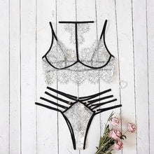 Load image into Gallery viewer, Hot Women Sexy Lace Embroidery Lingerie Set Halter Bra Hollow Thong Set Lingerie Sleepwear Bra Briefs Underwear Set