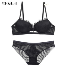 Load image into Gallery viewer, Hot Sexy Bras Women Underwear Set Cotton Thick Blue Embroidery Lingerie Set Lace B C D Cup Brassiere Comfortable Push-Up Bra set
