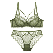 Load image into Gallery viewer, TERMEZY Classic Bandage Lingerie Push Up Bra Set Lace Underwear Set Sexy Transparent Brassiere Large size Women underwear