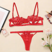 Load image into Gallery viewer, Ellolace Sexy Lingerie Set Women Bra Set Transparent Underwear Hollow Out Bra See Through Bra String Black Female Lingeries