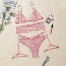 Load image into Gallery viewer, Ellolace Lingerie Women's underwear Sexy Bra Lace Underwear Set 3 Piece Bra Party Set Transparent Bra Lingerie Women Set Bra Set