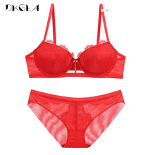 Load image into Gallery viewer, Hot Sexy Bras Women Underwear Set Cotton Thick Blue Embroidery Lingerie Set Lace B C D Cup Brassiere Comfortable Push-Up Bra set

