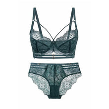 Load image into Gallery viewer, TERMEZY Classic Bandage Green Bra Set Lingerie Push Up Brassiere Lace Underwear Set Sexy Bandage Panties For Women underwear
