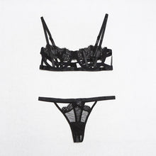 Load image into Gallery viewer, Ellolace Sexy Lingerie Set Women Bra Set Transparent Underwear Hollow Out Bra See Through Bra String Black Female Lingeries
