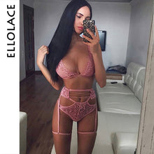 Load image into Gallery viewer, Ellolace Lingerie Women's underwear Sexy Bra Lace Underwear Set 3 Piece Bra Party Set Transparent Bra Lingerie Women Set Bra Set
