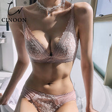 Load image into Gallery viewer, CINOON New Top Sexy Bra set Women's push up Lace Underwear Set Embroidery Jacquard Underwear Panties Deep V Gather Lingerie Set
